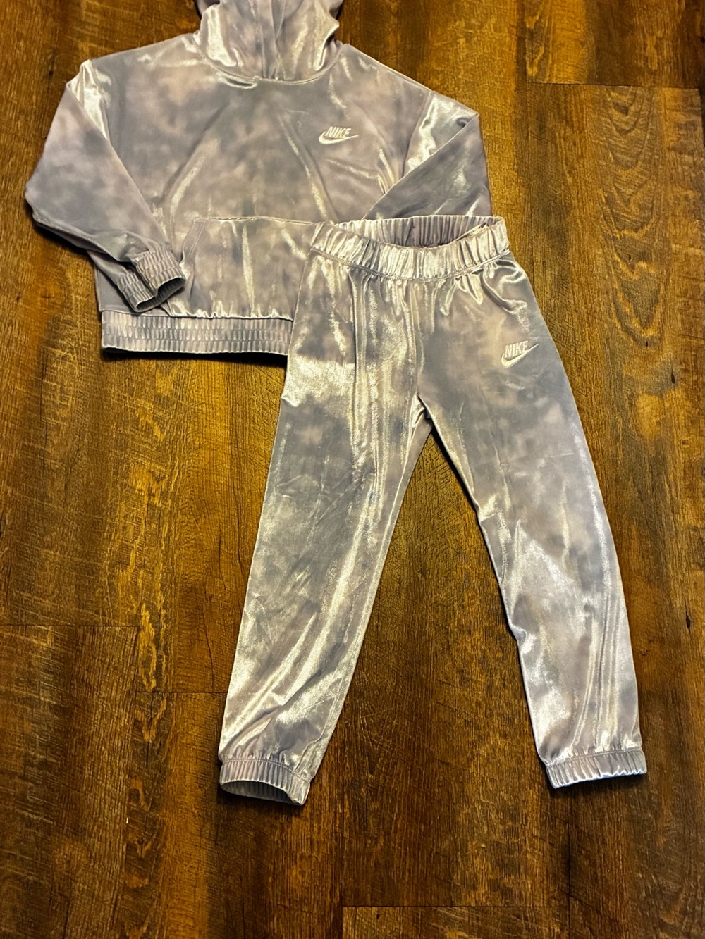 Nike Kids Silver Velvet Jogger Set - Hoodie & Pants